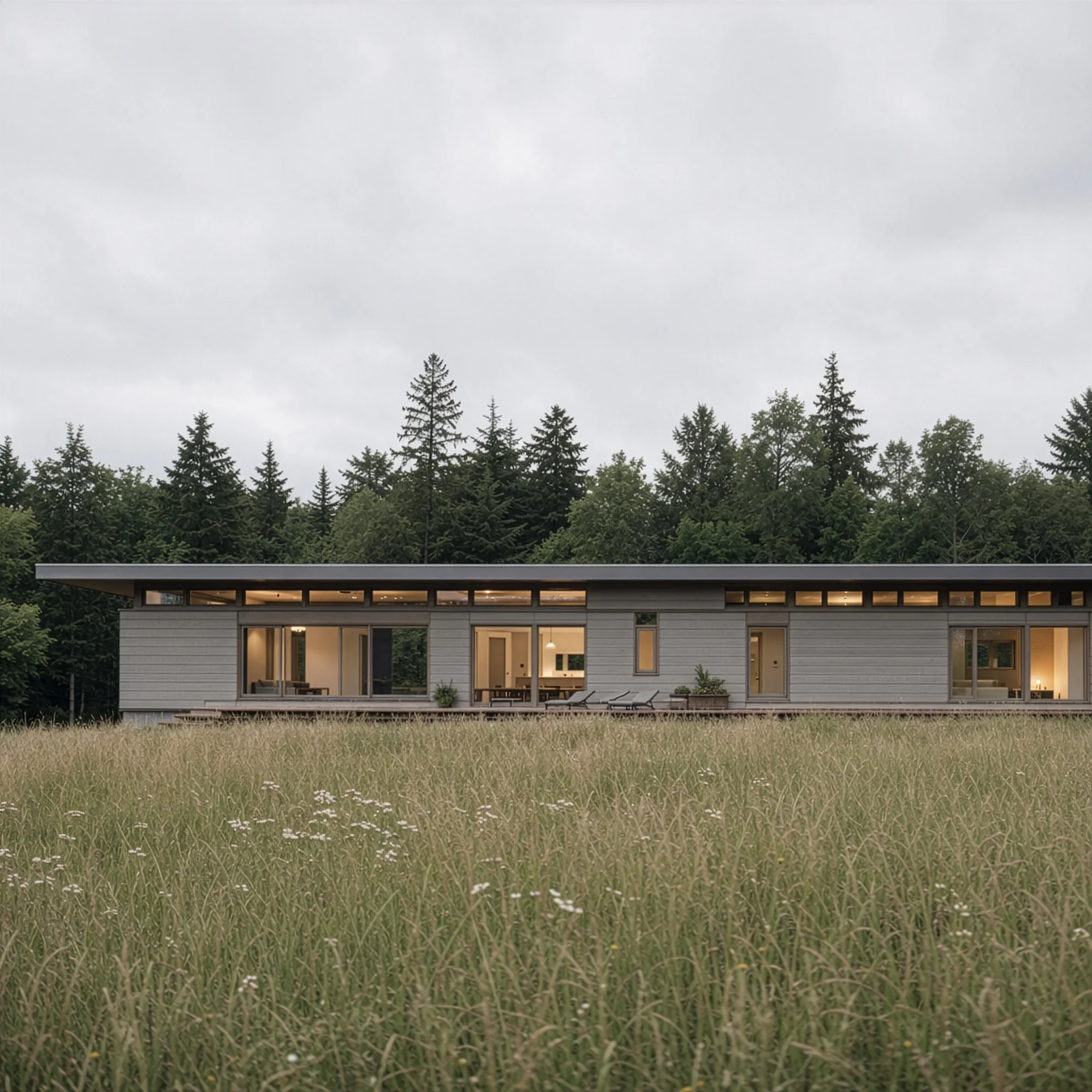 modern house in a meadow