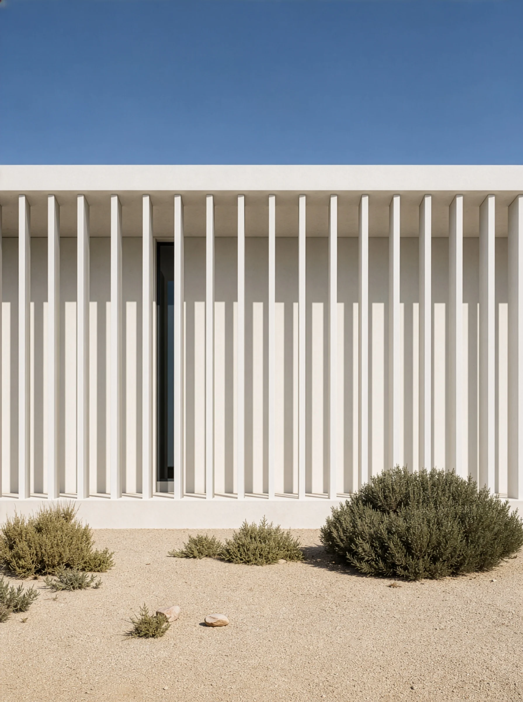 minimalist modern architecture in desert landscape