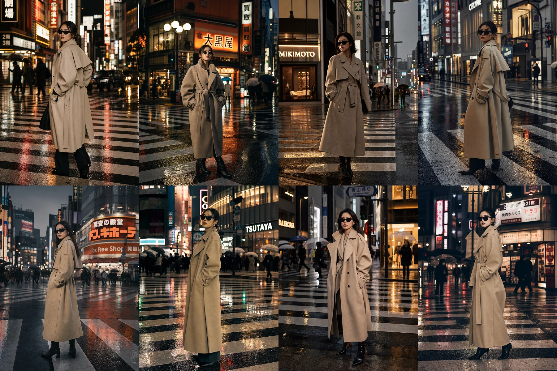 Grid comparison of specific fashion prompts with and without a Vogue persona