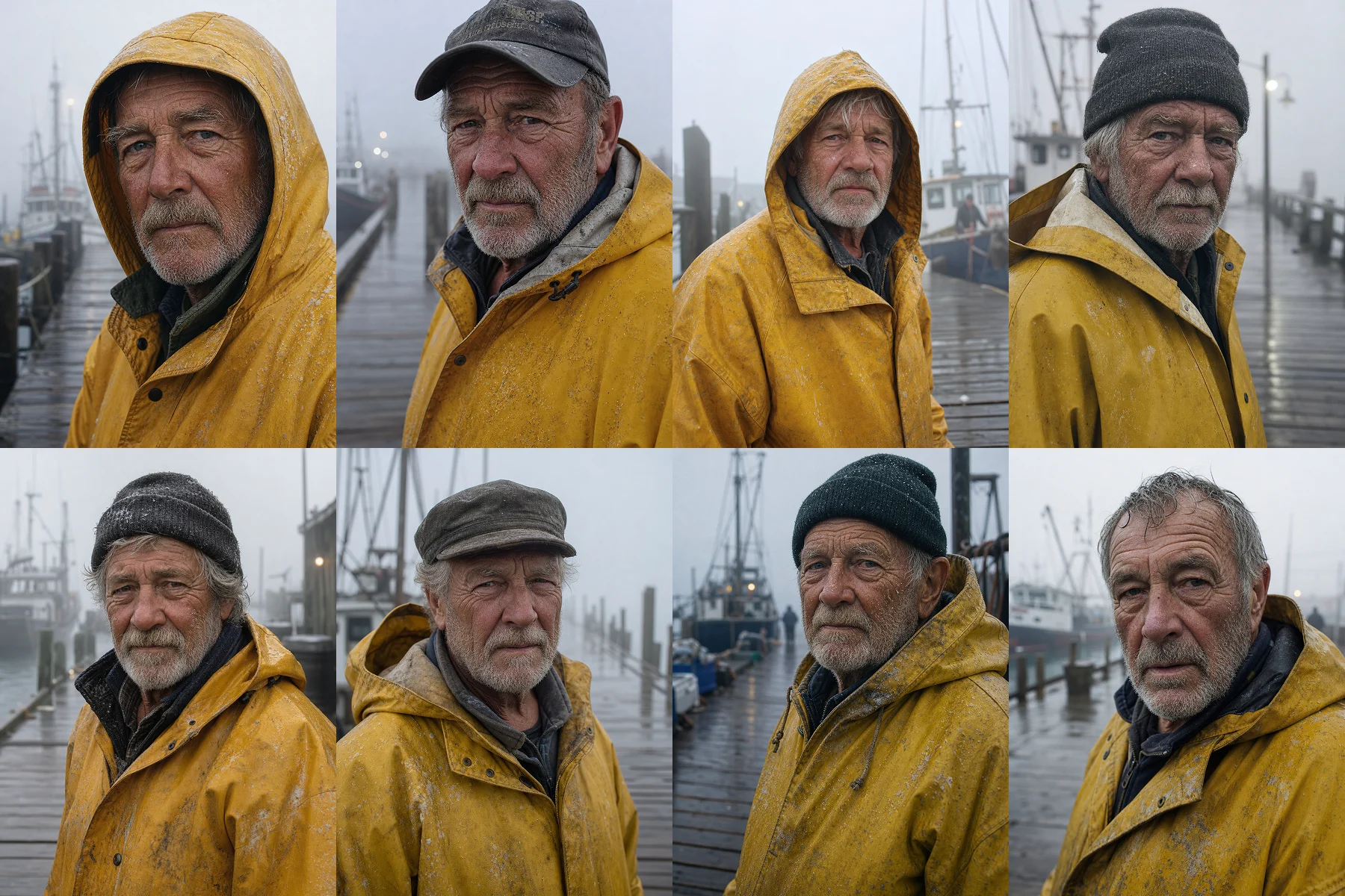 Grid comparison of specific documentary prompts with and without a National Geographic persona