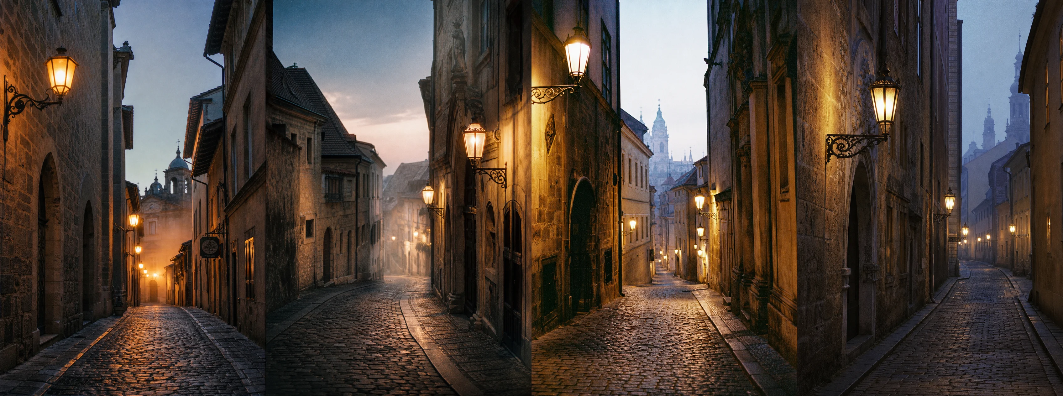 Historic cobblestone street generated using affirmative environmental descriptions