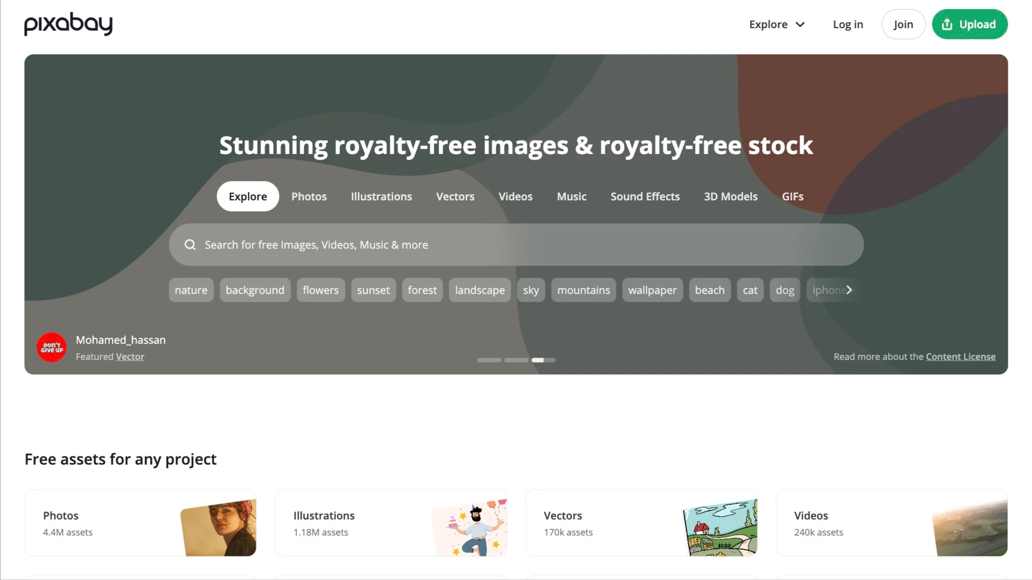 A diverse library of vector graphics digital illustrations and photos on Pixabay